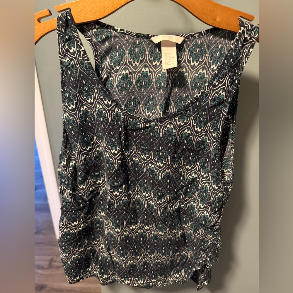 H&M Teal and Black Patterned Tank Top